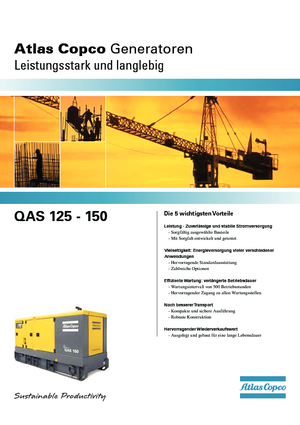 Agregaty prądotwórcze z silnikiem wysokoprężnym Atlas Copco QAS 150 VDS FW