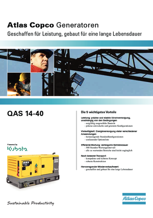 Agregaty prądotwórcze z silnikiem wysokoprężnym Atlas Copco QAS 14 KDS FW