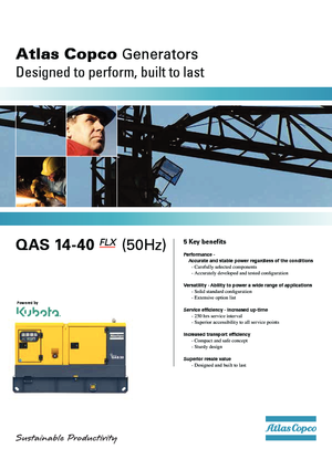 Agregaty prądotwórcze z silnikiem wysokoprężnym Atlas Copco QAS 20 KDS FW