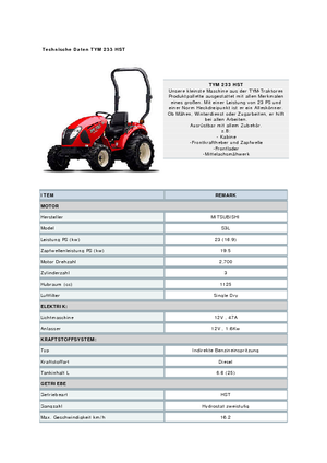Traktory z napędem 4WD TYM T233