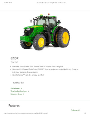 Traktory z napędem 4WD John Deere 6210 R