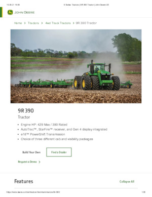 Traktory z napędem 4WD John Deere 9R 390