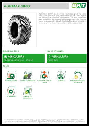 Opony rolnicze BKT AGRIMAX SIRIO 540/65 R 38
