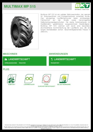 Opony rolnicze BKT MULTIMAX MP 515 445/65 R 22.5 MPT