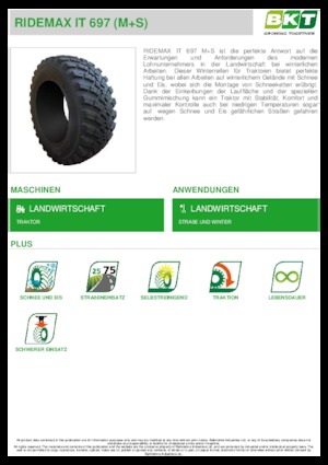 Opony rolnicze BKT RIDEMAX IT 697 M+S 600/70 R30