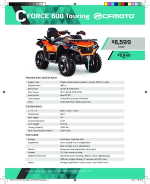 Pojazdy terenowe (ATV) i quady CFMOTO CFORCE 600