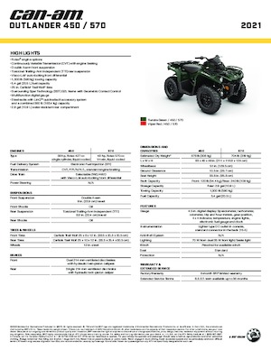 Pojazdy terenowe (ATV) i quady can-am OUTLANDER 450 