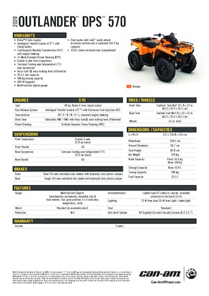 Pojazdy terenowe (ATV) i quady can-am OUTLANDER 570 DPS 