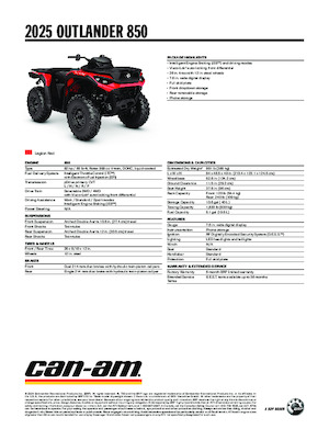 Pojazdy terenowe (ATV) i quady can-am OUTLANDER 850