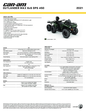 Pojazdy terenowe (ATV) i quady can-am OUTLANDER MAX 6X6 DPS  450 