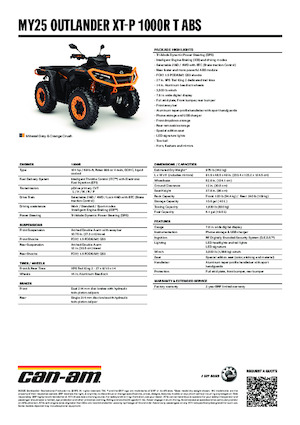 Pojazdy terenowe (ATV) i quady can-am OUTLANDER XT-P 1000R T ABS