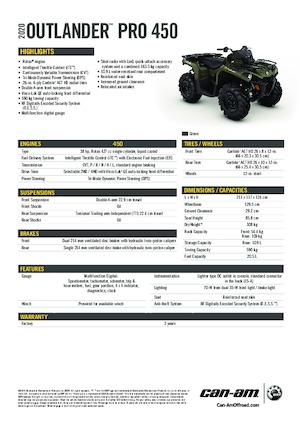 Pojazdy terenowe (ATV) i quady can-am OUTLANDER XU 450