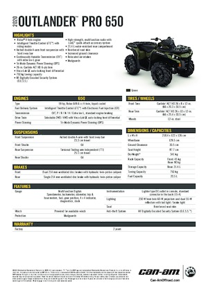 Pojazdy terenowe (ATV) i quady can-am OUTLANDER XU 650 