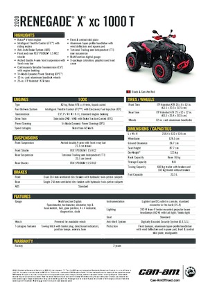 Pojazdy terenowe (ATV) i quady can-am RENEGADE X XC 1000T