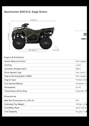 Pojazdy terenowe (ATV) i quady Polaris Sportsman 450 H.O.