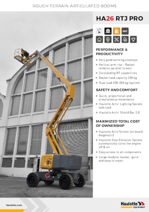Kołowe przegubowe podnośniki koszowe Haulotte HA26 RTJ PRO
