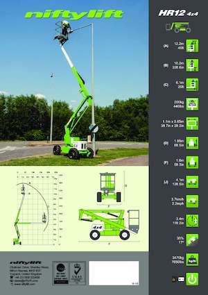 Kołowe przegubowe podnośniki koszowe Niftylift HR12DE