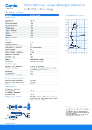 Kołowe przegubowe podnośniki koszowe Genie Z-45/25J DC