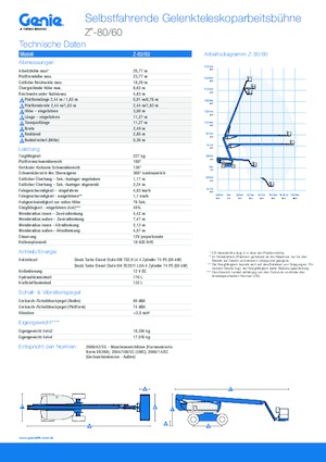 Kołowe przegubowe podnośniki koszowe Genie Z-80/60