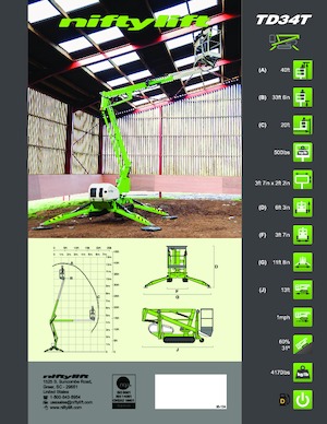 Gąsienicowe, przegubowe podnośniki koszowe Niftylift TD34T