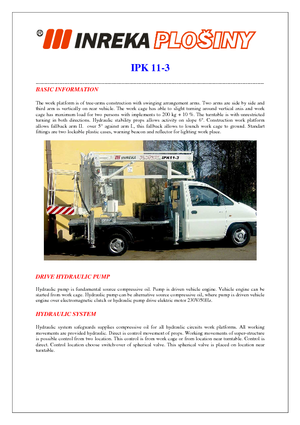 Platformy robocze na wysięgniku przegubowym mocowane na ciężarówce Inreka IPK 11-3