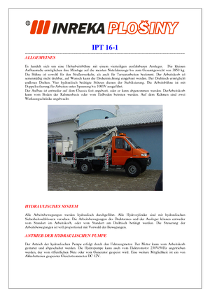 Platformy robocze na wysięgniku teleskopowym mocowane na ciężarówce Inreka IPT 16-1