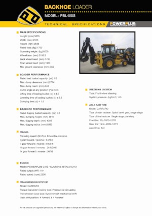 Koparko-ładowarki PowerPlus PBL400S