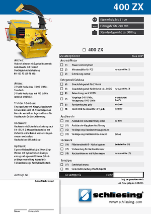 Rębaki drewna Schliesing 400 ZX