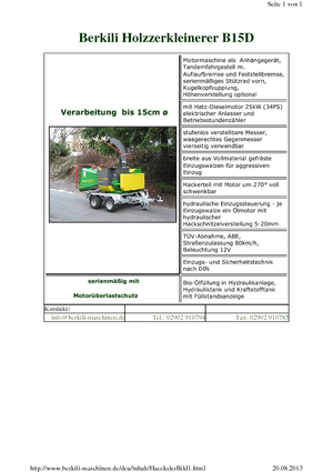 Rębaki drewna Berkili B 15 D-L-SM