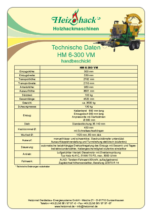 Rębaki drewna Heizohack HM 6-300 VM