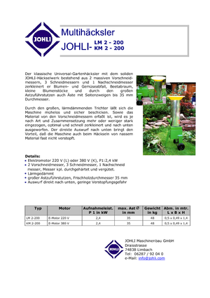 Rębaki drewna Johli LM 2-200