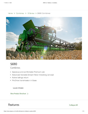 Kombajny zbożowe John Deere S 690 H