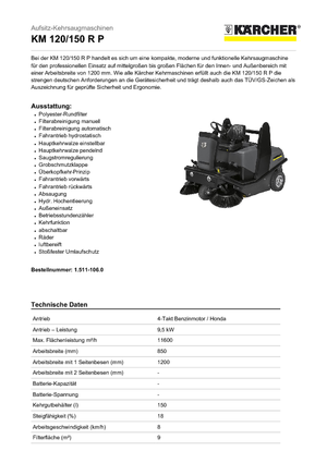 Zamiatarki kompaktowe Kärcher KM 120/150 R P