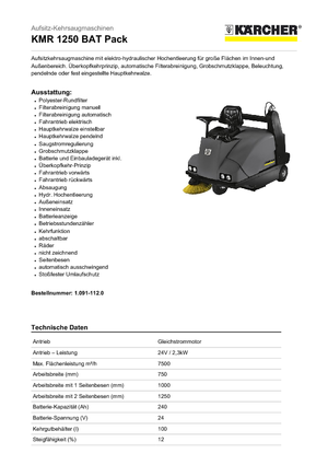 Zamiatarki kompaktowe Kärcher KMR 1250 BAT Pack