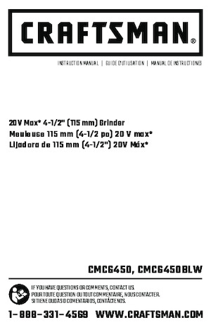 Szlifierki kątowe akumulatorowe Craftsman CMCG450B
