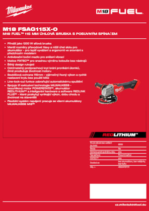 Szlifierki kątowe akumulatorowe Milwaukee M18 FSAG115X-0