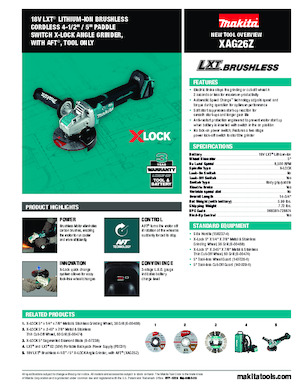 Szlifierki kątowe akumulatorowe Makita XAG26Z