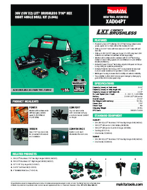 Wiertarko-wkrętarki i wkrętarki akumulatorowe Makita XAD04PT