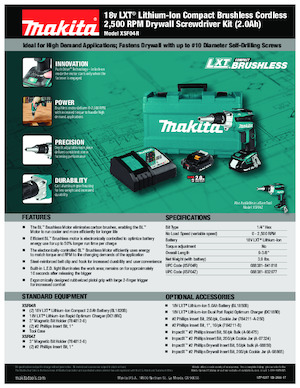 Wiertarko-wkrętarki i wkrętarki akumulatorowe Makita XSF04Z