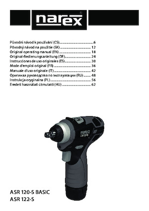 Wkrętarki i zakrętarki akumulatorowe Narex ASR 120-S