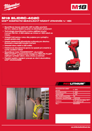 Wkrętarki i zakrętarki akumulatorowe Milwaukee M18 BLIDRC-402C