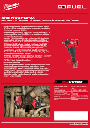 Wkrętarki i zakrętarki akumulatorowe Milwaukee M18 FIW2P12-0X