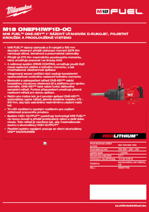 Wkrętarki i zakrętarki akumulatorowe Milwaukee M18 ONEFHIWF1D-0C