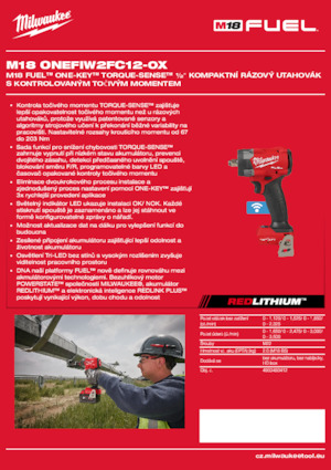 Wkrętarki i zakrętarki akumulatorowe Milwaukee M18 ONEFIW2FC12-0X