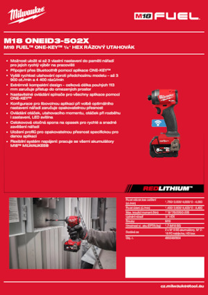 Wkrętarki i zakrętarki akumulatorowe Milwaukee M18 ONEID3-502X