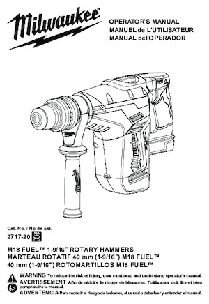 Młotowiertarki akumulatorowe z uchwytem sds-max Milwaukee 2717-20