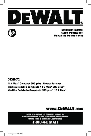 Młotowiertarki akumulatorowe z uchwytem sds-max DEWALT DCH072B