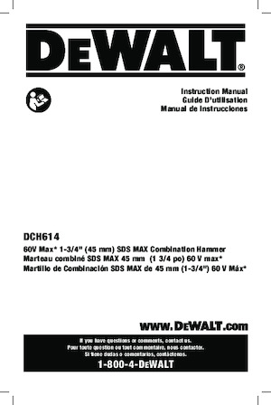 Młotowiertarki akumulatorowe z uchwytem sds-max DEWALT DCH614B