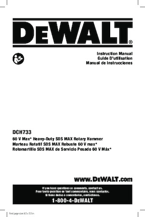 Młotowiertarki akumulatorowe z uchwytem sds-max DEWALT DCH733B