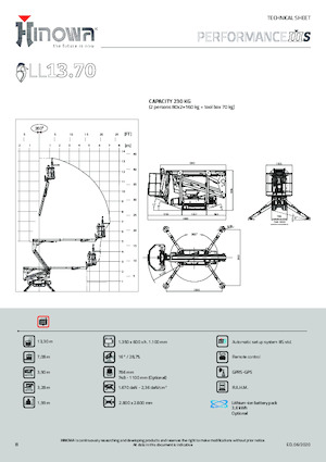Gąsienicowe, przegubowe podnośniki koszowe Hinowa Lightlift 13.70 Performance IIIS